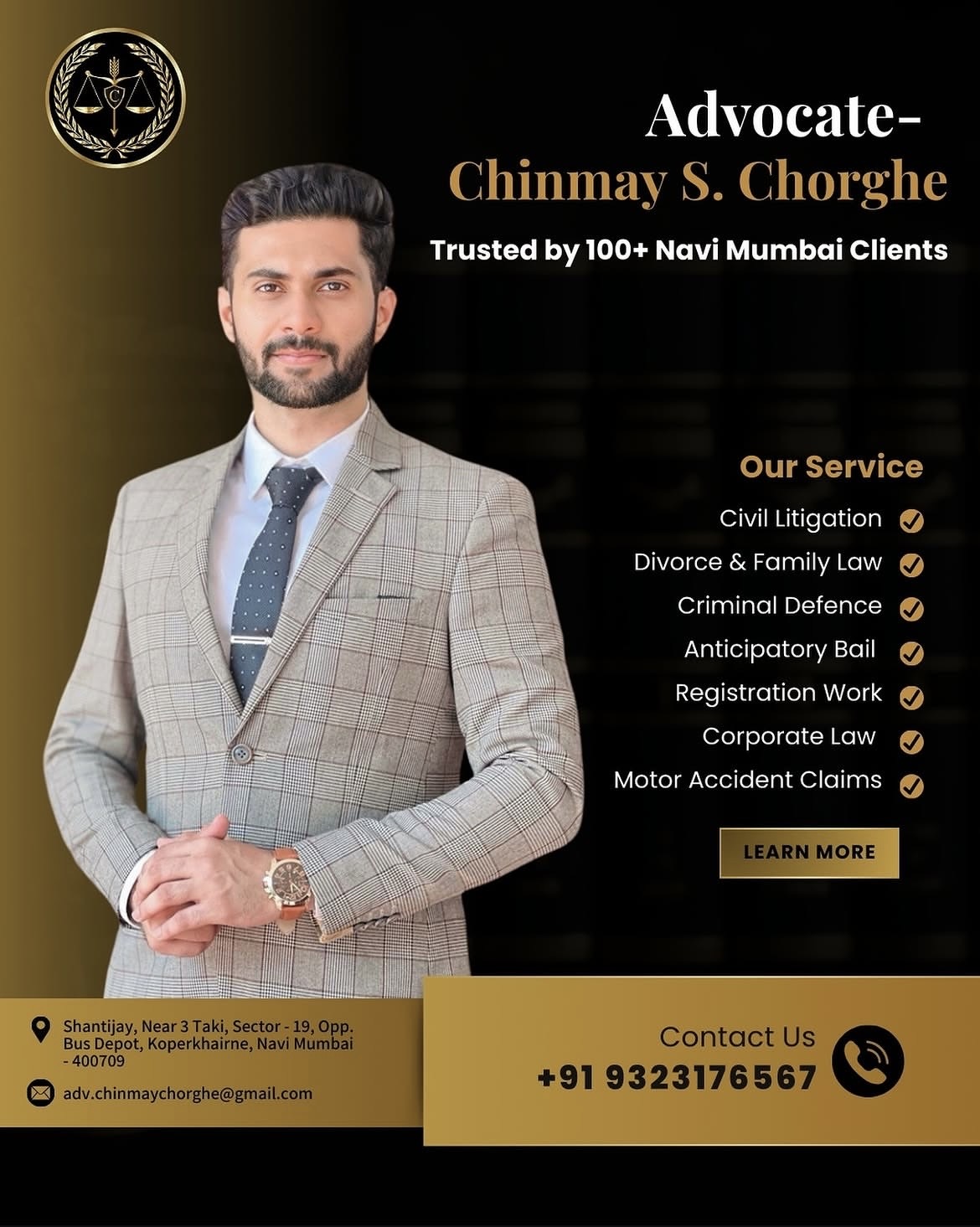 Advocate Chinmay Chorghe civil and criminal lawyer in Kopar Khairane Navi Mumbai
