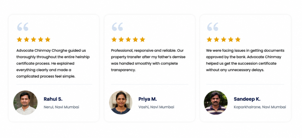 Legal Heirship Client Testimonial | Advocate Chinmay Chorghe